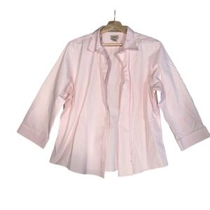 VTG LL Bean Pink Womens Sz XL Wrinkle Resistant 100% Cotton Button Down Long Top